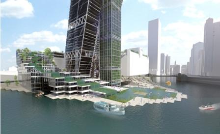 Концептуальная башня Clean Tower будет очищать воду в реке Чикаго