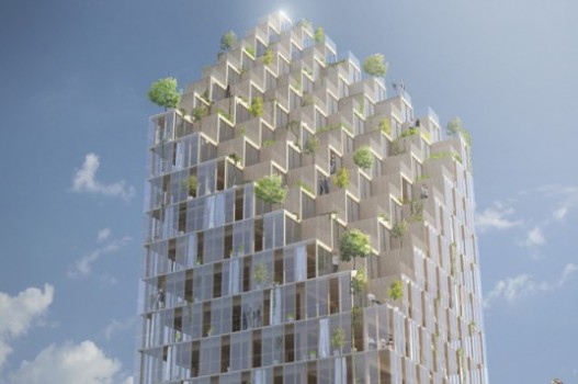 C.F. Møller представляет проект деревянного небоскреба на солнечных батареях для Стокгольма