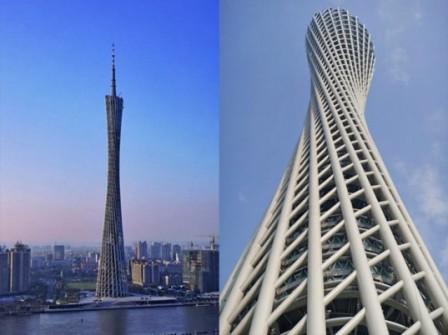 Элегантная башня Canton Tower в Гуанчжоу является самым высоким зданием в Китае