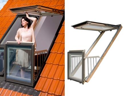 Новые мансардные окна от Fakro легко превращаются в балкончики на крыше
