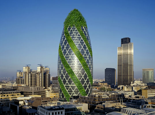 Знаменитый небоскреб-огурец в Лондоне скоро станет действительно зеленым!