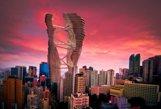 Студия СТС представила концепцию двойных небоскребов с террасами для Гонконга