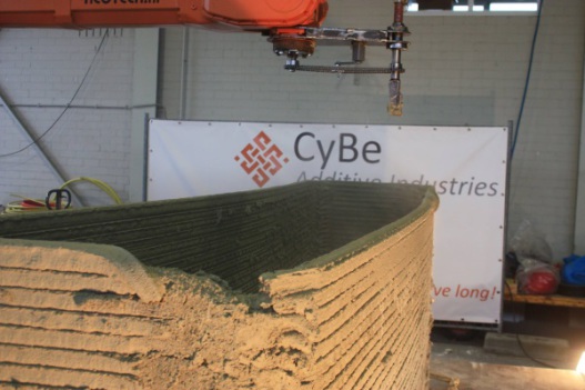 Новый голландский роботизированный 3D-принтер печатает стены из «зеленого» бетона