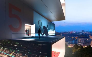Концепция спортивного небоскреба: 8 теннисных кортов друг на друге
