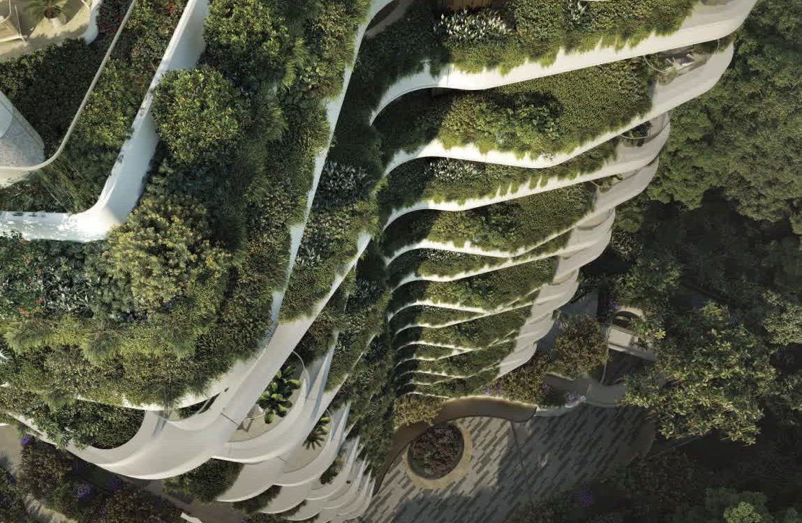 Новый жилой небоскреб с вертикальными садами в форме бабочки строится в Сингапуре
