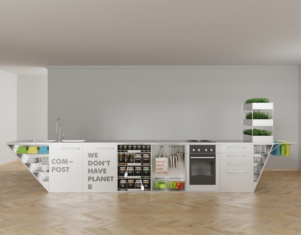Кухонный блок с нулевыми отходами для экономного и экологически чистого приготовления еды