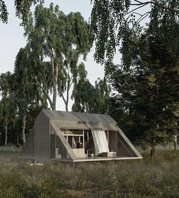 В прототипе мини-дома стены открываются для жизни на свежем воздухе