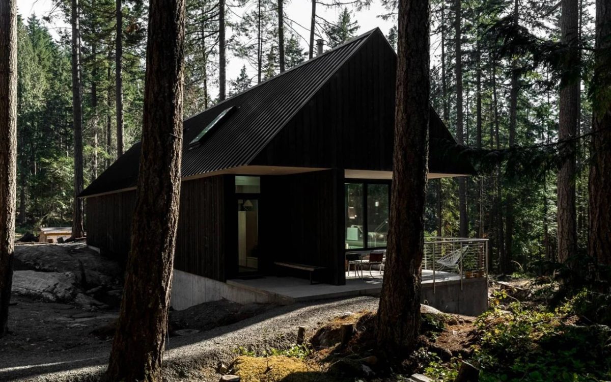 Этот черный дом в Канаде предназначен для размеренной жизни в лесу