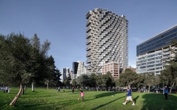«Пиксельный» небоскреб от BIG: парящее продолжение близлежащего парка
