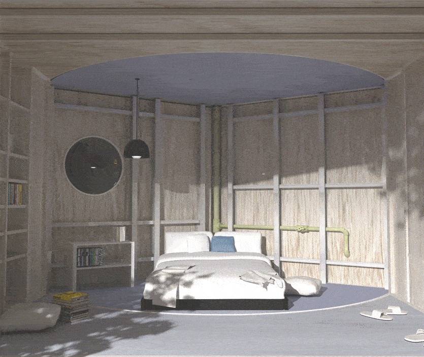 «3 сцены домов»: концептуальная вращающаяся микрокабина для минималистского образа жизни