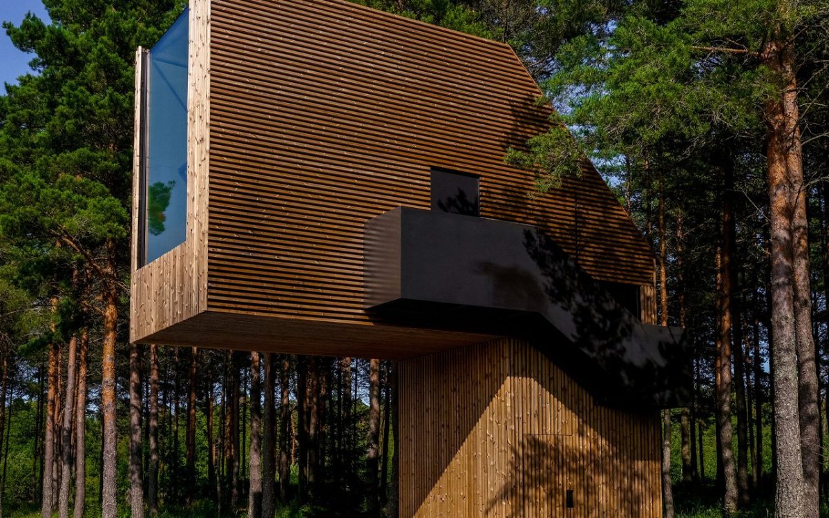 Уникальный «одноногий» дом для отдыха расположился в лесу в Эстонии
