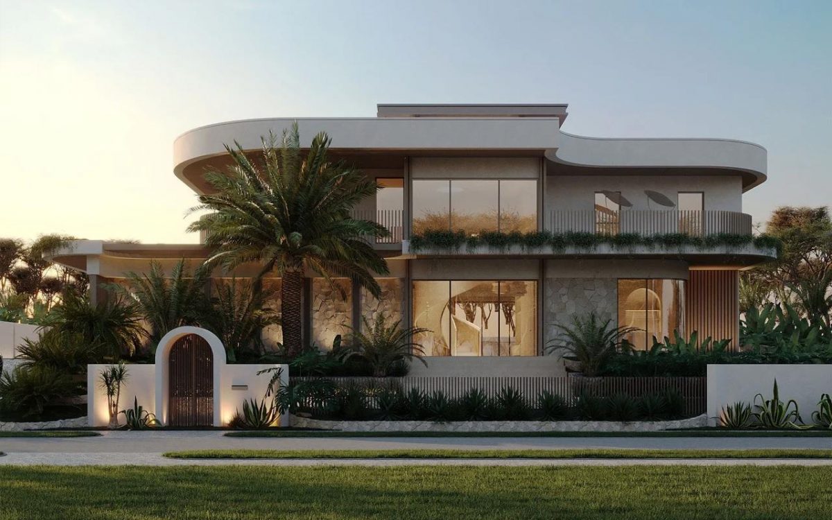 Вилла с волнообразным дизайном органично смотрится среди пышной зелени в Брисбене