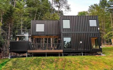 Vermont: современный дом с бассейном и сауной, построенный из контейнеров